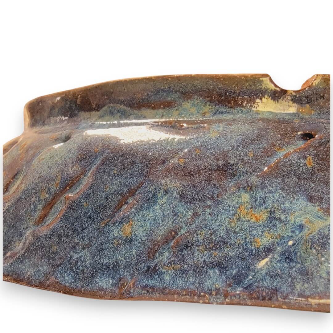 Long Narrow Oval Bonsai Pot Glazed Blue 12.75" - Little Pots by KK