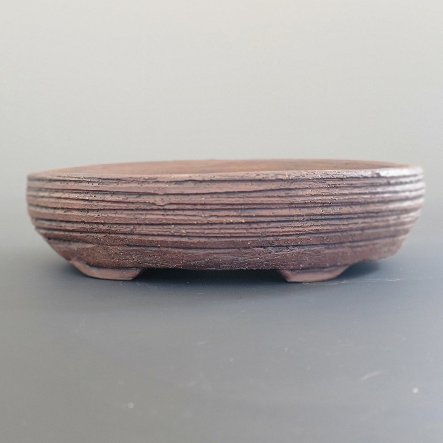 Oval Bonsai Pot Unglazed with Rough Clay Texture 6.85" - Little Pots by KK
