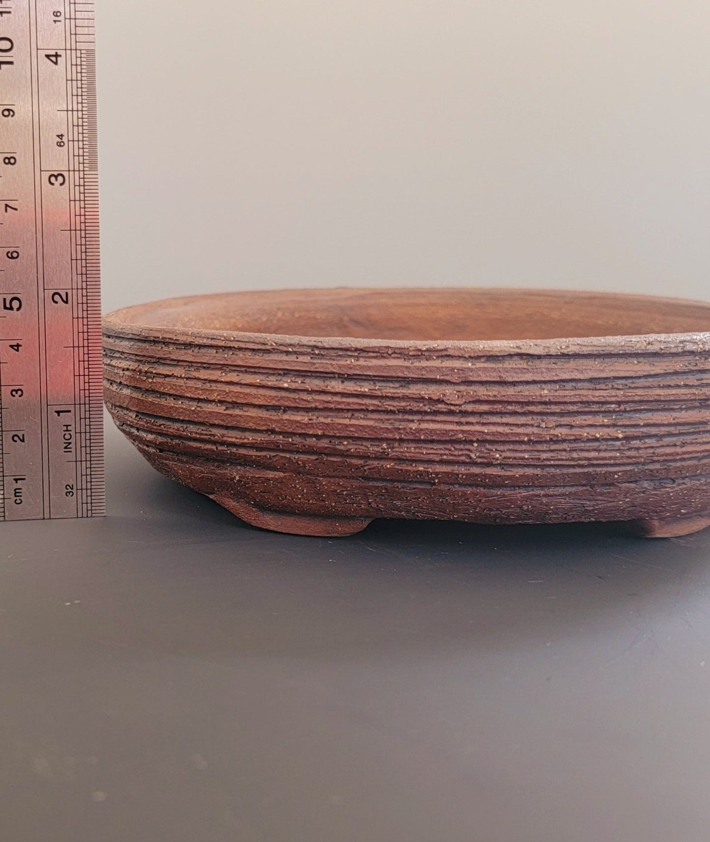 Oval Bonsai Pot Unglazed with Rough Clay Texture 6.85" - Little Pots by KK