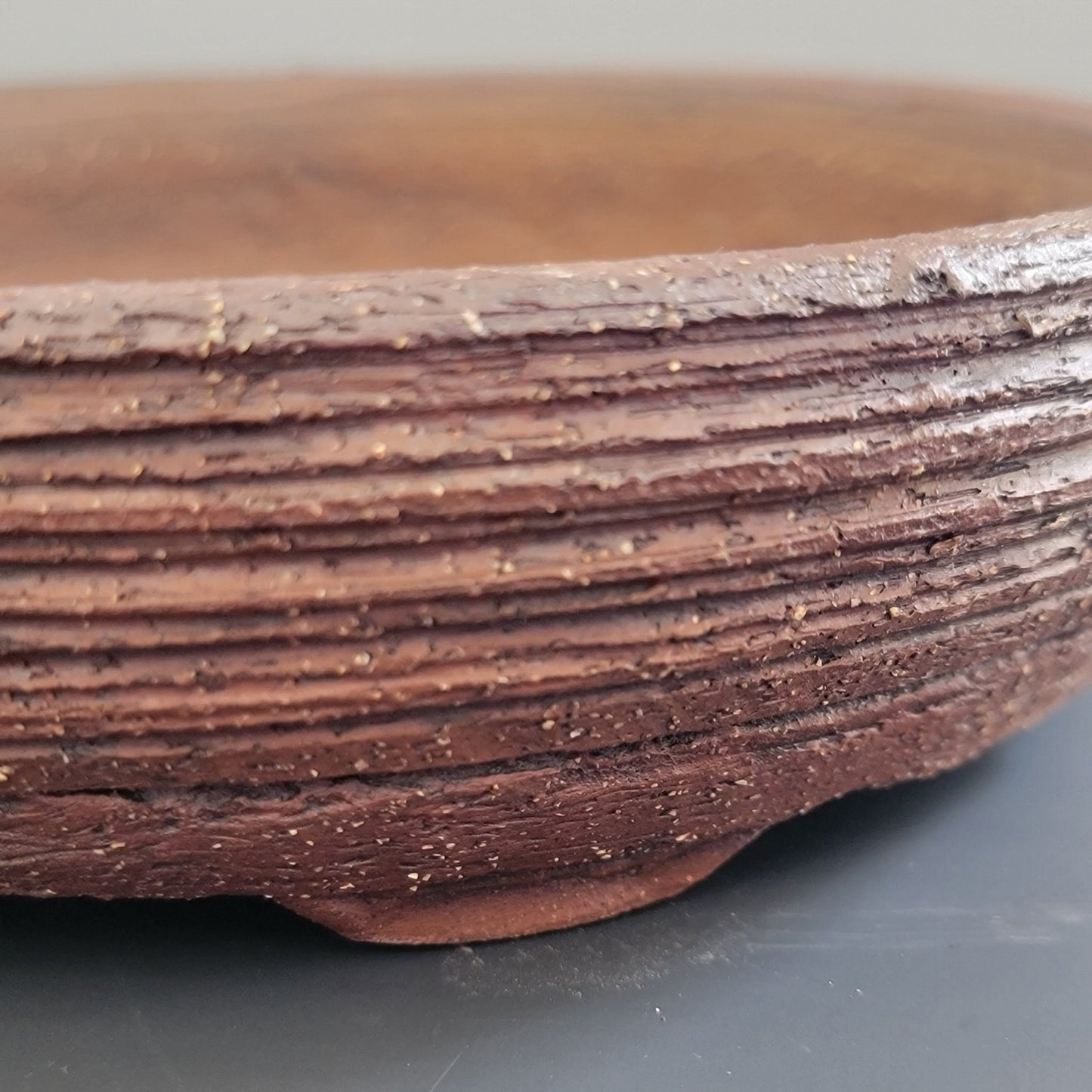 Oval Bonsai Pot Unglazed with Rough Clay Texture 6.85" - Little Pots by KK