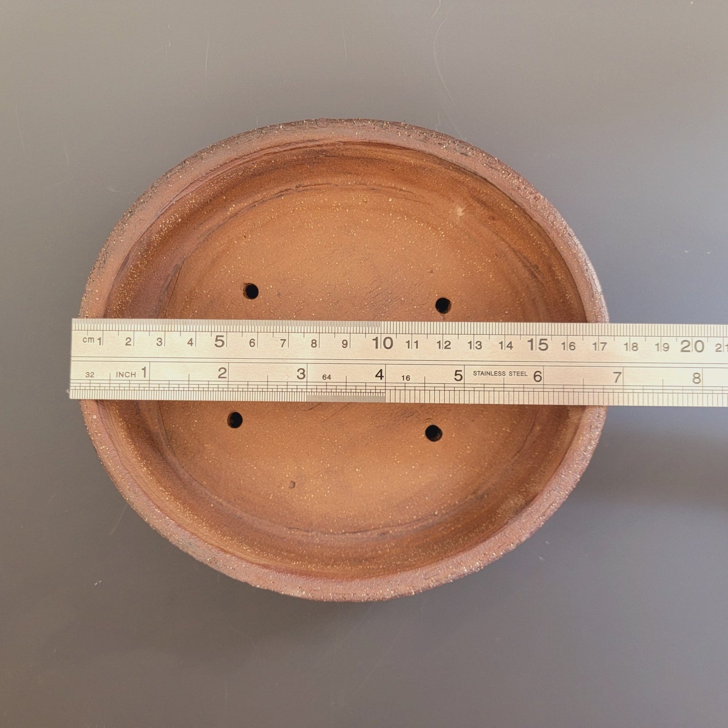 Oval Bonsai Pot Unglazed with Rough Clay Texture 6.85" - Little Pots by KK