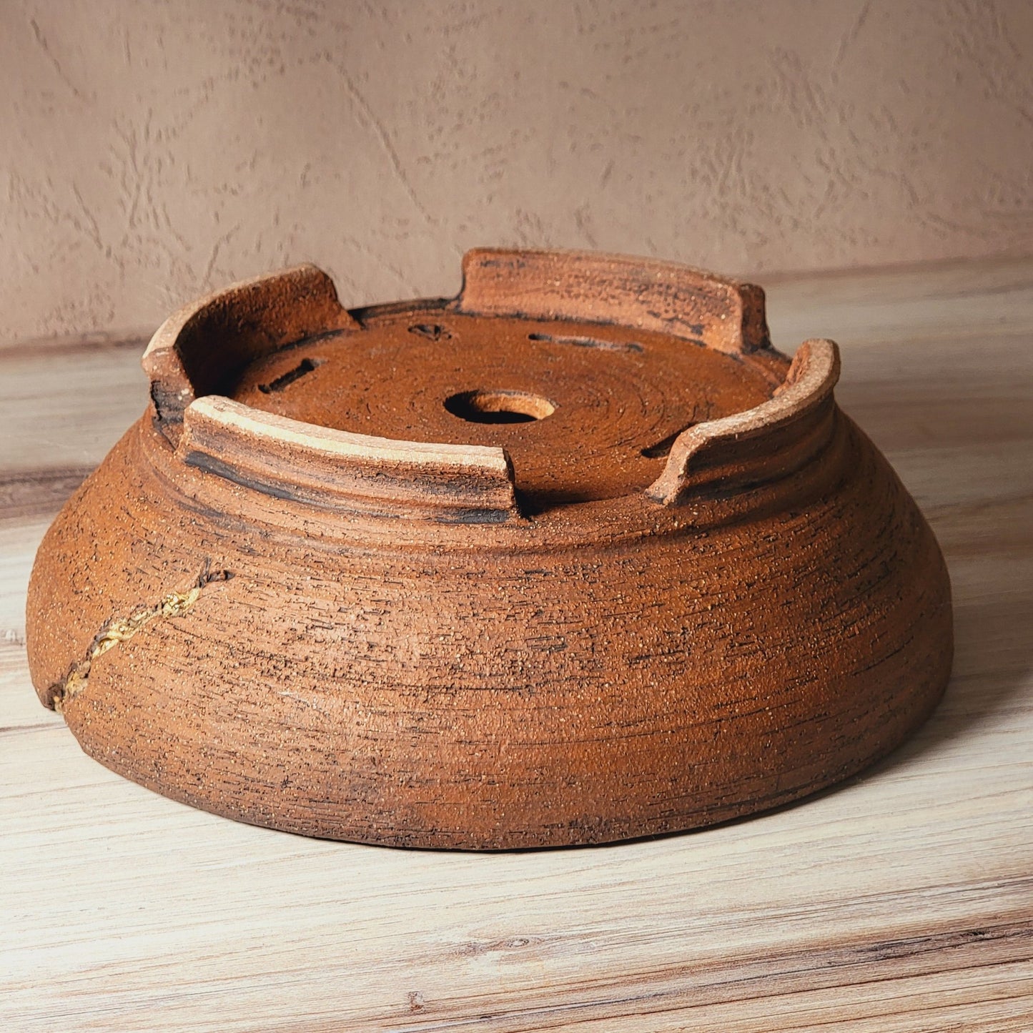 Bonsai Pot Unglazed with Gold Accent - Little Pots by KK